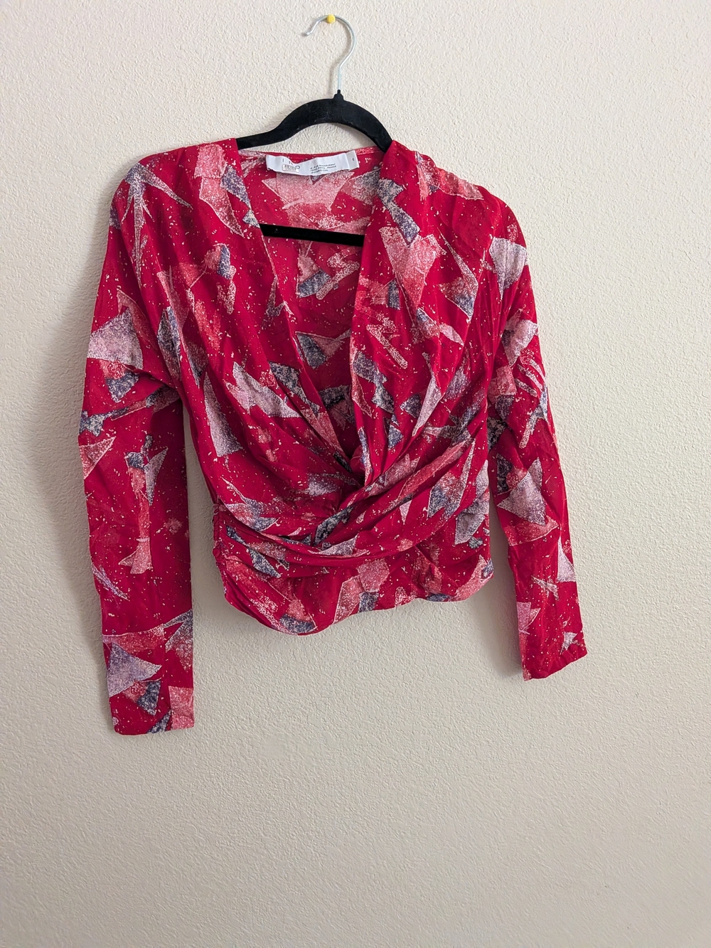 IRO Red Abstract Wrap Blouse